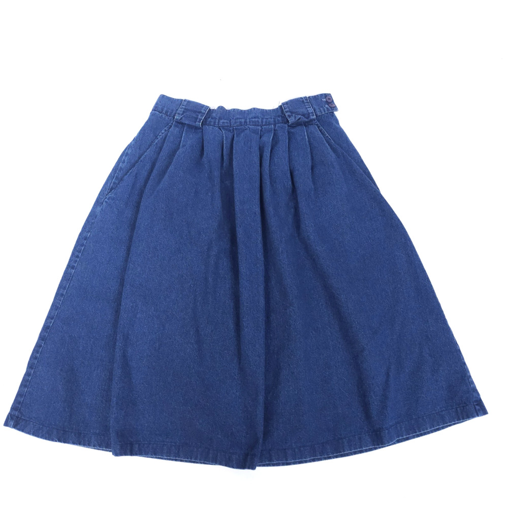 Vintage Cabin Creek Women's Size 14 Blue Denim Skirt A Line Pleated Pocket